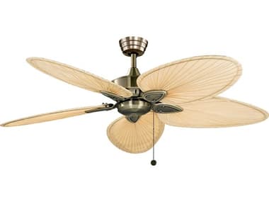 Fanimation Fans Windpointe Antique Brass 52'' Wide Indoor / Outdoor Ceiling Fan with Natural Palm Leaf Blades FANFP7500AB