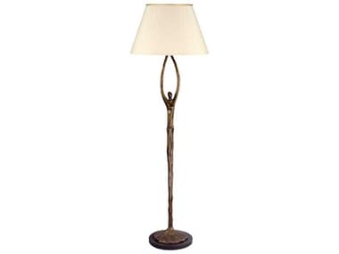 Frederick Cooper Thalia 66&quot; Tall Patinated Cream Raw Silk Bronze Floor Lamp FDC65209