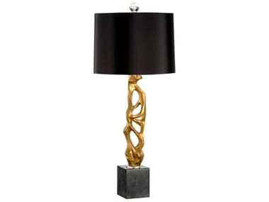 Frederick Cooper Gerard Gold Leaf Black Raw Silk Buffet Lamp FDC654852