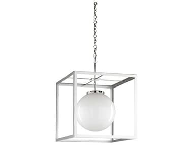 Frederick Cooper 22" 1-Light Polished Nickel White Glass Globe Geometric Pendant FDC65708
