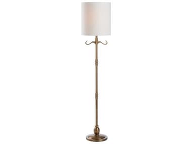 Frederick Cooper Lumiere 67" Tall Antique Brass Off White Linen Floor Lamp FDC65833