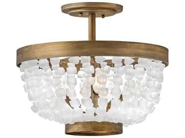 Fredrick Ramond Dune 4-Light Burnished Gold Glass Semi Flush Mount FDFR30203BNG