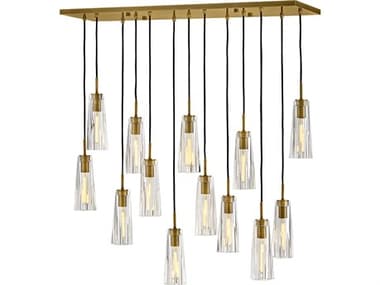 Fredrick Ramond Cosette 13-Light Heritage Brass Cylinder Island Pendant FDFR31105HBRCL