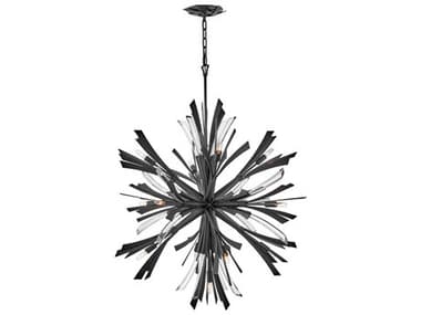 Fredrick Ramond Vida 36" 13-Light Brushed Graphite Black Crystal LED Pendant FDFR40905BGR