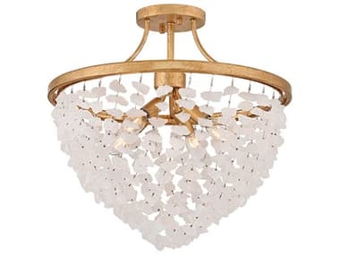 Fredrick Ramond Myra 4-Light Distressed Brass Semi Flush Mount FDFR41593DA