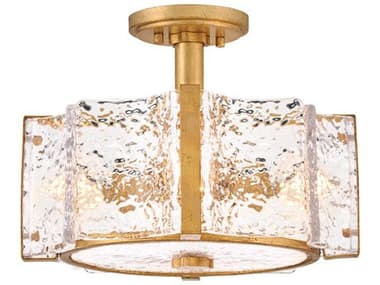 Fredrick Ramond Florian 4-Light Distressed Brass Semi Flush Mount FDFR41601DA