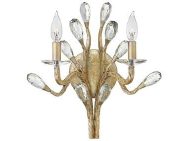 Fredrick Ramond Eve 15" Tall 2-Light Champagne Gold Crystal Wall Sconce FDFR46802CPG
