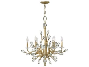 Fredrick Ramond Eve 26&quot; Wide 6-Light Champagne Gold Crystal Candelabra Chandelier FDFR46806CPG