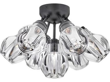 Fredrick Ramond Elise 16" 7-Light Black Glass Globe Linear Semi Flush Mount FDFR46951BLK