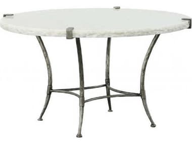 Fairfield Chair Palermo 36" Round Chiseled White Marble Stainless Steel Coffee Table FFC800013