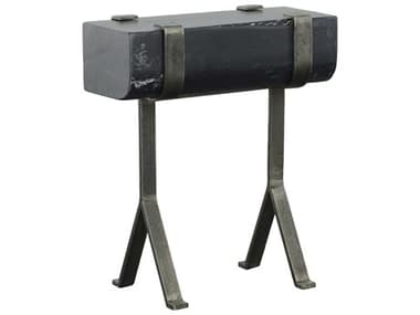 Fairfield Chair Sundries 18" Rectangular Wood Blackwashed Antique Zinc End Table FFC800088
