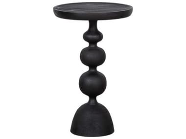 Fairfield Chair Sundries Fawn Round Wood Sandblasted Black Drink Table FFC802588