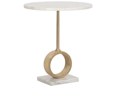 Fairfield Chair Sundries 20" Round Marble Carrara Marbel Gold End Table FFC803188