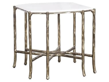 Fairfield Chair Monier 28" Square Stone Antique Gold End Table FFC808994M