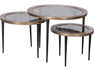 Fairfield Chair Sundries 28" Round Smoked Glass Anitque Copper Coffee Table FFC813512