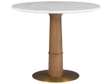 Fairfield Chair Provence 36" Round Marble Sandstone White Carrara Dining Table FFC887836