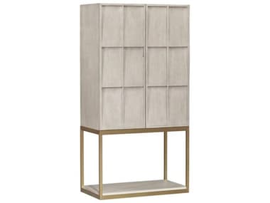 Fairfield Chair Monogram Beige Ash Wood Bar Cabinet FFCM18148