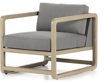 Four Hands Outdoor Solano Weathered Grey Teak Lounge Chair with Charcoal Cushion FHO102521002