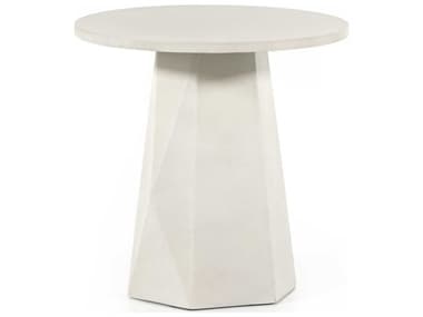 Four Hands Outdoor Thayer White Concrete 22'' Round End Table FHO105430003