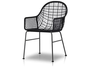Four Hands Outdoor Grass Roots Grey Bronze / Smoke Black Arm Dining Chair FHO106894006