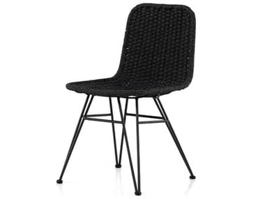 Four Hands Outdoor Grass Roots Charcoal Iron / Thick Dark Grey Rope Dining Chair FHO106922003