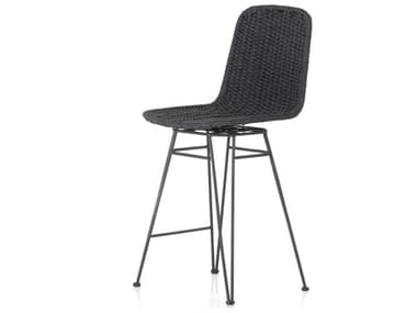 Four Hands Outdoor Grass Roots Charcoal Iron / Thick Dark Grey Rope Counter Stool FHO106927010