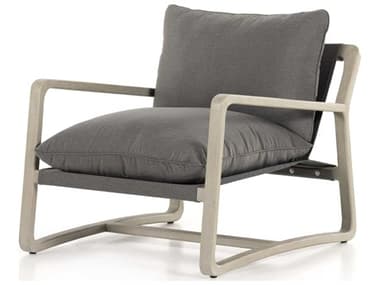 Four Hands Outdoor Solano Weathered Grey Teak Lounge Chair with  Charcoal Cushion FHO107006003