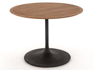 Four Hands Outdoor Solano Bronze / Natural Teak 42'' Wide Aluminum Round Bistro Table FHO108586001