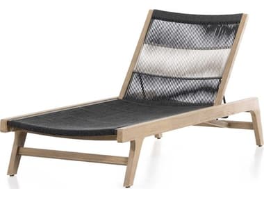 Four Hands Outdoor Solano Washed Brown Teak / Dark Grey Rope Chaise Lounge FHO108623001
