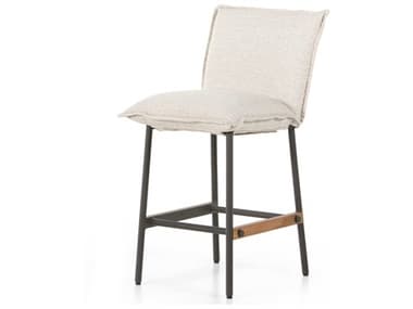 Four Hands Outdoor Solano Bronze Aluminum / Natural Teak Counter Stool with Faye Sand Cushion FHO109155001