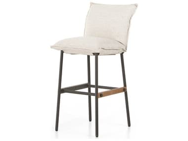 Four Hands Outdoor Solano Bronze Aluminum / Natural Teak Bar Stool with Faye Sand Cushion FHO109155002