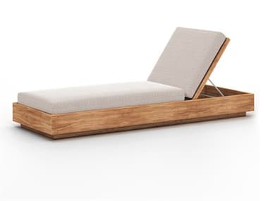 Four Hands Outdoor Solano Natural Teak Resin with Faye Sand Cushion Chaise Lounge FHO109167004