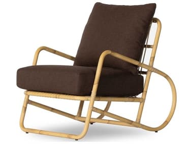 Four Hands Outdoor Grass Roots Natural Weave Lounge Chair with Commes Umber Cushion FHO109399002