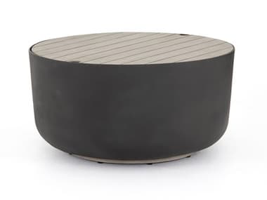 Four Hands Outdoor Solano Bronze / Weathered Grey 32'' Aluminum Teak Round Coffee Table FHO109459001