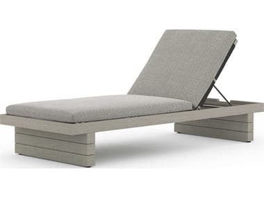 Four Hands Outdoor Solano Weathered Grey Teak Chaise Lounge with Faye Ash Cushion FHO223214008