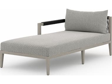 Four Hands Outdoor Solano Faye Ash / Weathered Grey / Dark Grey Rope Left Arm Facing Chaise Lounge FHO223233008