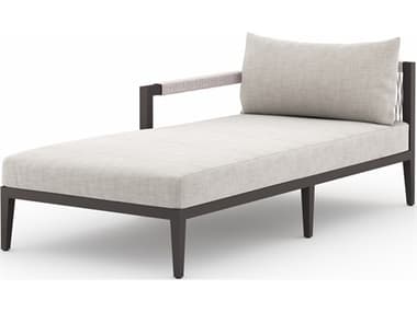 Four Hands Outdoor Solano Stone Grey / Bronze / Ivory Rope Left Arm Facing Chaise Lounge FHO223233011