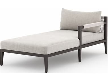 Four Hands Outdoor Solano Stone Grey / Bronze / Ivory Rope Right Arm Facing Chaise Lounge FHO223234012