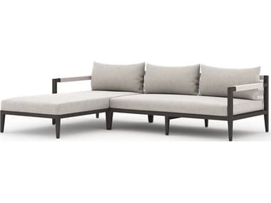 Four Hands Outdoor Solano Stone Grey / Bronze / Ivory Rope Left Arm Facing Sectional Sofa FHO223269012