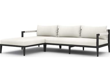 Four Hands Outdoor Solano Bronze Aluminum / Ivory Rope Left Arm Facing Sofa with Natural Ivory Cushion FHO223269019