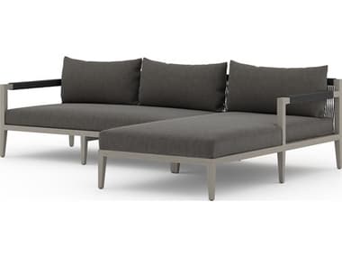 Four Hands Outdoor Solano Charcoal / Weathered Grey / Dark Grey Rope Right Arm Facing Sectional Sofa FHO223270005