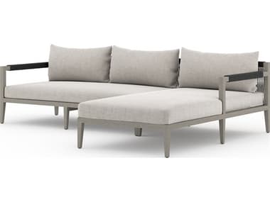 Four Hands Outdoor Solano Stone Grey / Weathered Grey / Dark Grey Rope Right Arm Facing Sectional Sofa FHO223270006