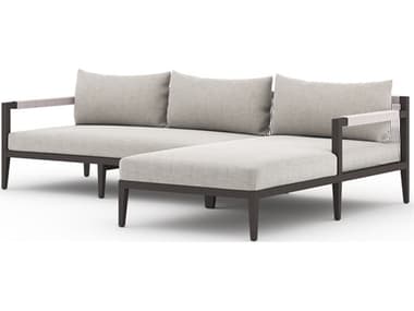 Four Hands Outdoor Solano Stone Grey / Bronze / Ivory Rope Right Arm Facing Sectional Sofa FHO223270011