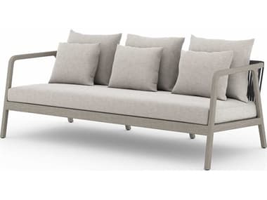 Four Hands Outdoor Solano Weathered Grey Teak Sofa with Stone Grey Cushion FHO223328001