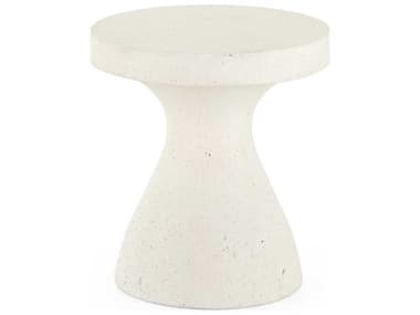 Four Hands Outdoor Constantine Textured White 15'' Concrete Round End Table FHO224359001