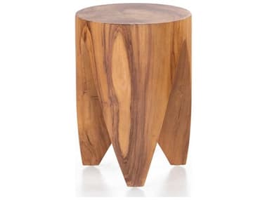 Four Hands Outdoor Grass Roots Natural Teak 12'' Round End Table FHO224744001