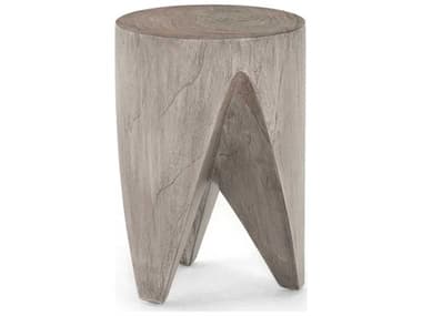 Four Hands Outdoor Grass Roots Weathered Grey Teak 12'' Round End Table FHO224744002