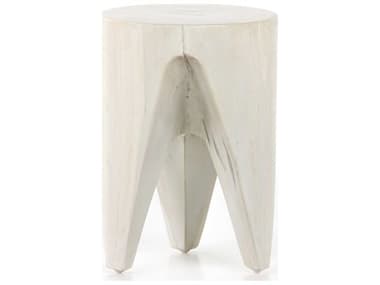 Four Hands Outdoor Grass Roots Ivory Teak 12'' Round End Table FHO224744003