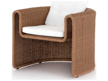 Four Hands Outdoor Grass Roots Vintage Natural Lounge Chair with Stinson White Cushion  FHO224749001