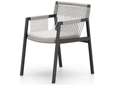 Four Hands Outdoor Solano Bronze Aluminum / Heathered Grey Rope Dining Chair with Stone Grey Cushion FHO224961001